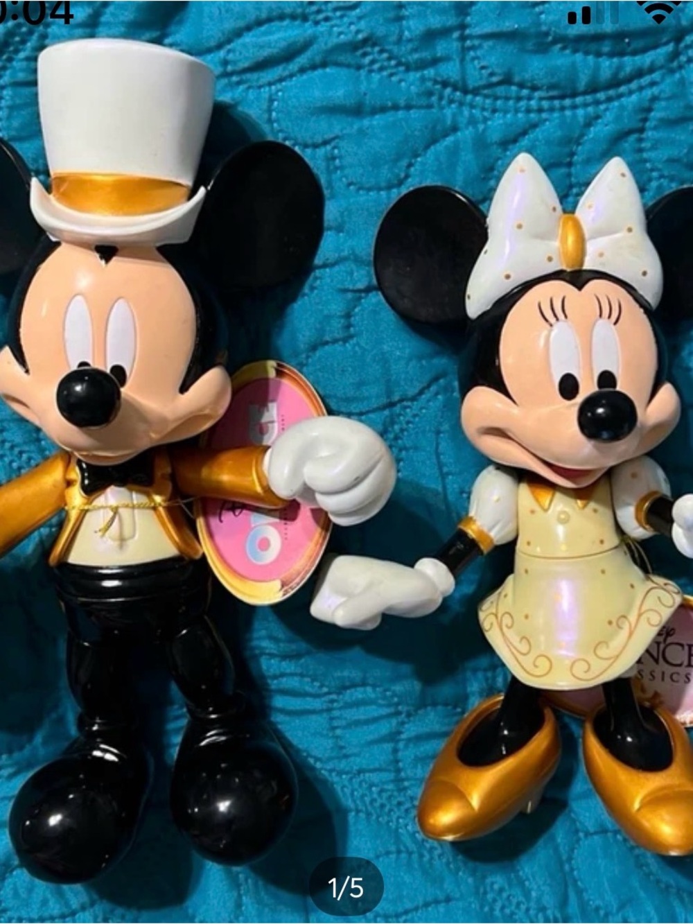 Vintage Disney on Ice Mickey and Minnie Mouse Posable Figurines.